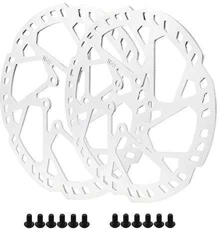 2 Pcs 160mm Bike Disc Bicycle Thickening Brake Rotors with Bolts for E Lectric E Bike Mountain Bike BMX MTB Electric Scooter disc