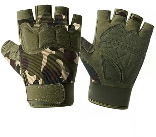 Guanti da tiro militari senza dita guanti mezze dita guanti tattici da uomo sport all'aria aperta bicicletta equitazione guanti da fitness-camouflage-L