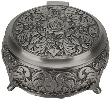 Vintage Schmuckkästchen, Runde Schatzkiste Prägung Schmuckstück Aufbewahrungsbox, Schmuckschatulle Kleine Runde Aufbewahrungsbox Für Ohrringe Und Halsketten, Dekoratives Metallgehäuse Für Frauen