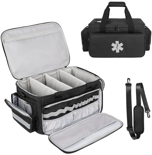 Groß Erst hilf tasch leer, Notfalltasch für Krankenschwester, Medizintasche Reise, Verbandstasche, Reisetasche für Medikamente, Schwarz