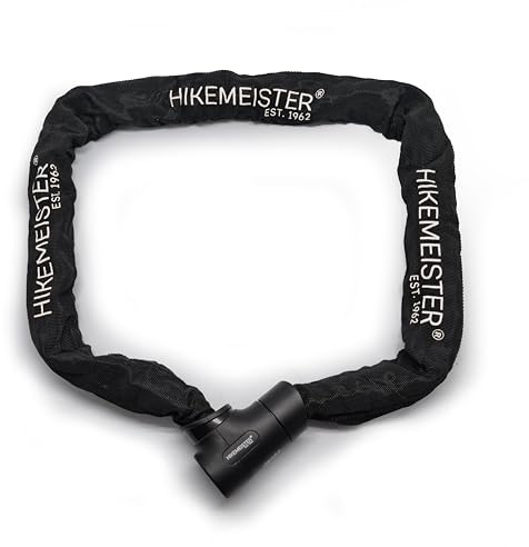 HikeMeister ® Kettenschloss | Hohe Sicherheitsstufe | mit 2 Schlüsseln | ART 2 Zertifikat | E-Scooter Motorrad Moped E-Bike & hochwertiges Schloss| sicheres Rollerschloss Kette 120 cm