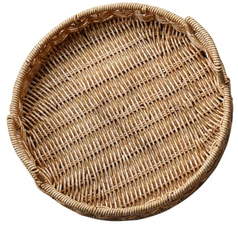 Cabilock Geflochtener Aufbewahrungskorb Aus Rattan Mit Griffen Zum Servieren Von Snacks Und Obst Vielseitig Einsetzbar Für Schreibtisch Und Tischdekoration