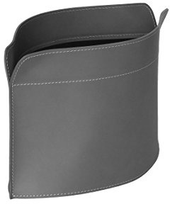 LIMAC Design GIUSY Zeitungsständer modern aus Leder, Zeitschriftensammler, Originaler Zeitungskorb, Bücherkorb, für Zuhause, Büro, Hotel, Hergestellt in Italien. (Grau)