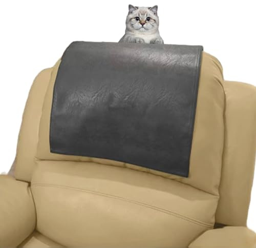 HonunGron Kunstleder Sofa Möbelschutz, Liegestuhl Kopfstütze Protector Kopfstützenbezug für Liegestuhl, Rutschfester Kopfstützenbezug für Möbel, Kopfstützenbezug für Sessel (Grau)