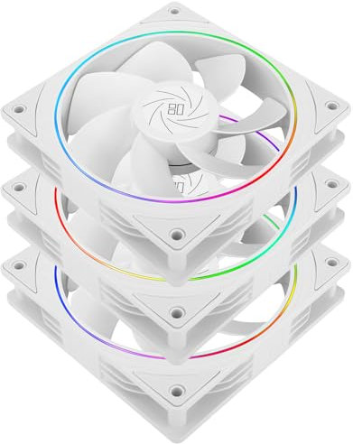 Thermalright TL-S12RW X3 CPU Fan,Computer Case Cooler, 12cm Desktop Cooling, 4pin PWM Connector PC Fan with ARGB Aperture, 1500RPM Speed PC Cooler Reverse(3 Packs,White)