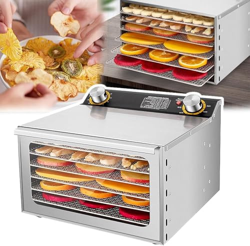 Liofilizzatore da 400 W, macchina per liofilizzazione, 6/8/12 strati + temporizzazione: 0-12 H, temperatura: 35-90 ℃ + pala del ventilatore da 6 pollici, ventola a 360°, per frutta, verdura, carne,