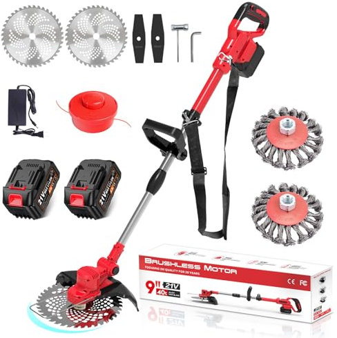 Rasentrimmer mit akku und Unkrautbürste, 21V-4.0Ah akku rasentrimmer, 4-in-1 rasentrimmer elektrisch für Makita Akku, 20000R/min Rasentrimmer, 1-45CM Teleslopstiel,für Rasen Garten Beschneiden