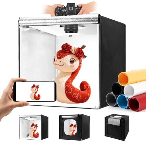 Photo Light Box, Portable 12/16/20/24/32 Inch Photo Studio LightBox, Shooting Tent Kit with 189 Light Beads and 6 Color Backdrops. Lightbox with 3 Stepless Dimming Light Boards for Product Photography