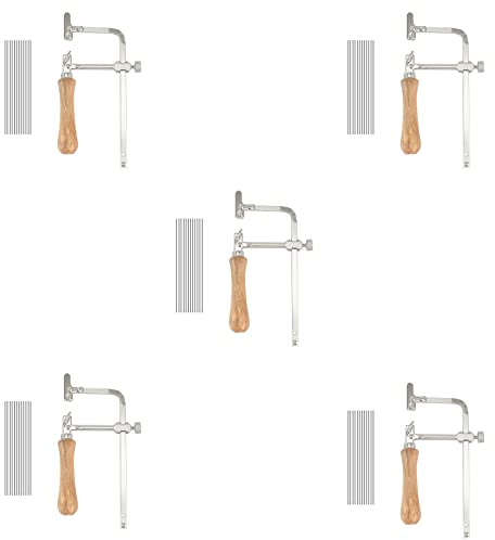 Kznifmk 5 x Laubsäge, Rahmen aus Stahl und Säge, 60 Stück, Serie mit einem Durchmesser von 1 mm, präziser Schnitt für