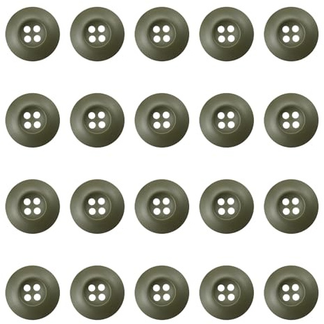 Lot de 20 boutons militaires en résine vert armée clair à 4 trous, 1,8 cm, boutons militaires à coudre pour pantalons, vestes, uniformes, sacs, accessoires militaires (vert armée clair, 28 L = 18 mm)