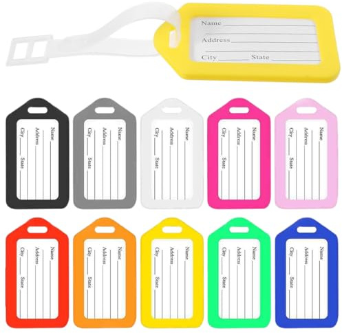 Etiquetas de Identificación de Maleta Etiquetas para Equipaje 10 Pcs Etiquetas de Viaje Flexibles con Cordón Colores múltiples Etiqueta para Evitar la Pérdida de Bolsas y Maletas