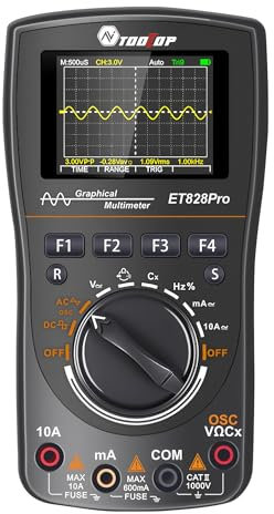 TOOLTOP ET828Pro 10MHz 50Mps/s 2 IN 1 Handheld Oscilloscope 6000 Counts True RMS Multimeter Voltmeter Ammeter Automotive Oscilloscope