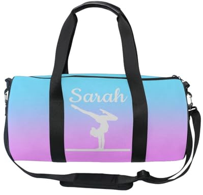 Sac de gymnastique personnalisé pour filles - Sac de gym pour enfants - Sac de danse - Turquoise violet - Sac de rangement d'équipement de gymnastique - Cadeau de gymnastique personnalisé, Couleur 2