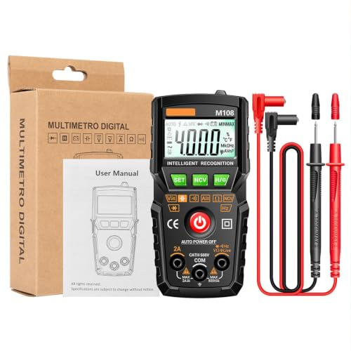 Digitales Multimeter 4000 Zählungen mit Ncv und Auto Shut Off | Schwarzes Abs Gehäuse mit Gummi, Kupferkontakte, für Haushalt und Industrielle Elektrik