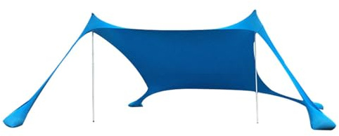 JIEBWCHA Parasol de playa, 210 x 150 x 170 cm, tejido Oxford de playa, resistente al desgaste, resistente al agua, con 2 barras de soporte para playa, picnic, camping