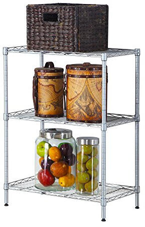 Bonnlo 3-Tier Metal Shelving Unit - Adjustable Storage Rack, for Kitchen Shelves, Pantry, Bathroom & Garage Storage, 90kg Capacity, 59x34x80cm (Silver)
