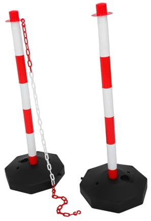 Alipis Poteaux de Signalisation avec Base Remplissable Barrière de Sécurité Plastique Rouge et Blanc Poteaux Chaînes Barrière de Parking et de Circulation Stable et Portable