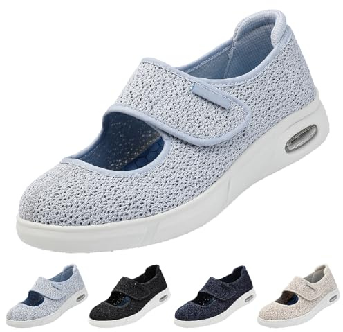 Chaussures Larges Diabétiques Orthopédiques pour Homme Femme Légères Respirantes Antidérapant Réglables, Chaussons de Marche pour Les Pieds Gonflés