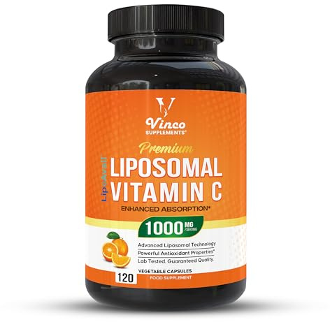 Vinco Liposomal Vitamin C Capsules 1000mg - Advanced Absorption Technology for Daily Wellness Support - Supports Immune Function, Energy Levels & Skin Health - Liposomal VIT C 120 Vegan Capsules