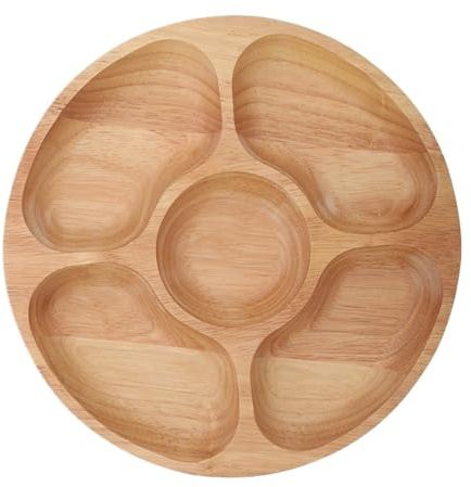 Piatto diviso in legno rotondo for alimenti, dessert, snack, sottopiatto, vassoio for stoviglie