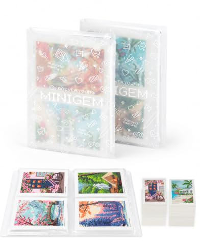 Foreveryoung Minigem Diamond Art Storage Book, 7-Inch, 2 Packs | 160 Pages Diamond Painting Accessories and Tools with Clear Protectors, Portfolio Folder for Artwork Organizer