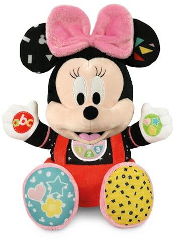 Clementoni Disney Baby Baby Minnie Gioca e Impara, Peluche e Gioco Educativo Interattivo per Bambini 6+ Mesi, Canta Filastrocche per Insegnare l'Alfabeto, Numeri e Colori, Lingua Italiana, 17304