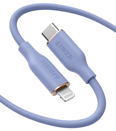 Anker PowerLine III Flow, câble USB-C vers Lightning pour iPhone 12 Pro Max/12/11 Pro/X/XS/XR/8 Plus, AirPods Pro, (1,07 m) [Certifié MFi] compatible Power Delivery, Gel de silice, Gris lavande
