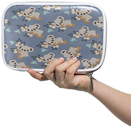 RXYY Federmäppchen Niedlich Tier Koala Blumen- Blau, Halter Mäppchen Reißverschluss Schreibwaren Reise Beutel Bürste Kosmetik Stifttasche für Schule Mädchen Jungs
