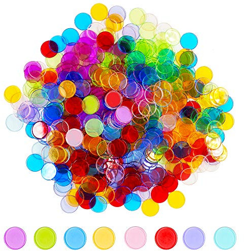 Hebayy 250 transparente 8-farbige Bingo- & Zähl-Chips Plastikmarkierer (mit einem Durchmesser von je 1,9 cm)