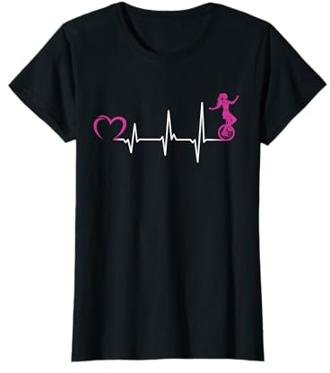 Einrad Einradfahrerin Herzschlag Zirkus Mädchen Geschenk T-Shirt