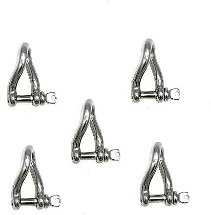 Marine Grade AISI 316 Stainless Steel Screw Pin Mini Twisted Shackle 5/32(4mm)-5pcs