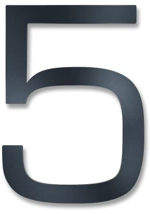 Metzler Moderne Hausnummer aus massivem Stahl - Moderne Schriftart - Feinstruktur Pulverbeschichtet Anthrazit RAL 7016 - inkl. Befestigungsmaterial - Höhe 20 cm - Ziffer 5