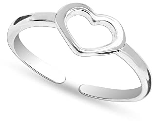 LeCalla 925 sterlingsilver öppet hjärta band ring justerbara tåringar för kvinnor, Silver, Ingen ädelsten