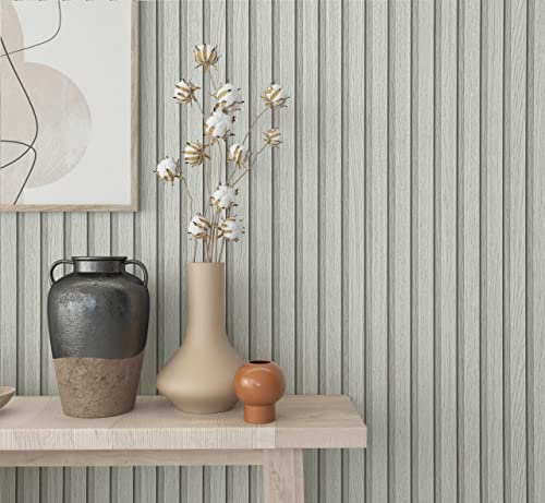 marburg Carta da parati effetto legno, grigio e beige, con pannelli a batteria, effetto 3D, per soggiorno, camera da letto, 10,05 x 0,53 m, made in Germany