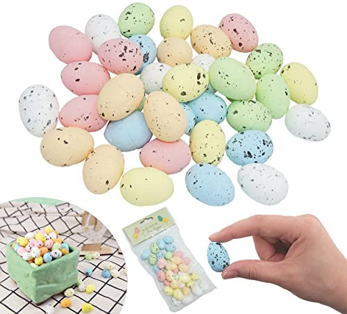 SRV Hub 36Pcs Easter Mini Eggs, Easter Decorations, Artificial Bird Eggs, Decorative Easter Eggs, Speckled Eggs for Kid Art Crafts Supplies