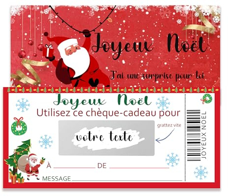MKISHINE 16pcs Carte de voeux Noël Carte à gratter personnalisée, Joyeux Noël, Ticket à gratter, Annonce Grossesse, Demande Mariage, Voyage Surprise, Cadeau de Noël Joyeux Noël Carte de Noël