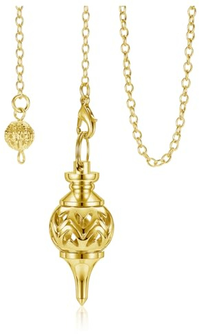 JOVIVI Pendule Divinatoire Ciselée Pendule Radiesthesie Esoterisme Cône Isis Égyptien Métal Laiton Cuivre Témoin Magnétiseur