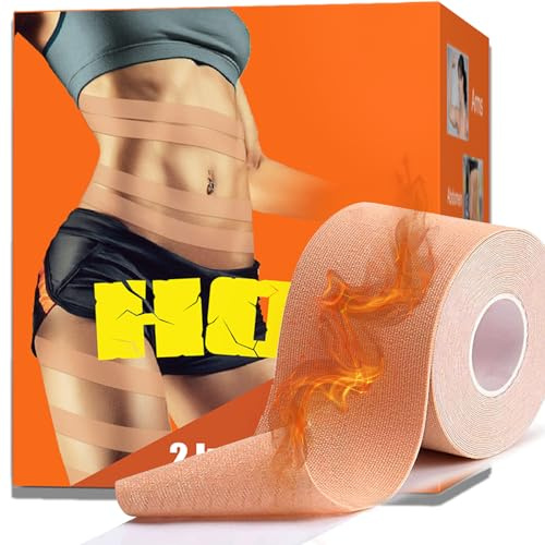 Akissos Heat Hot Kinesiology Tape Pads Pain Relief Patches Multi Purpose Kinesiology Recovery Tapes for Back, Shoulder, Knee, Joint, 1 Second Activated Heating, 24 Hours Warm, 2 Wide 16.5 Feet High
