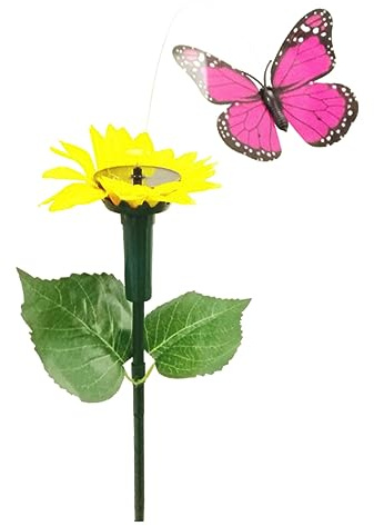 Solar LED Sonnenblumenlampe aus Kunstharz, Energiesparend | Außenleuchte für Garten und Rasen, Dekorative Solar Beleuchtung mit Licht Zufällige Farbe