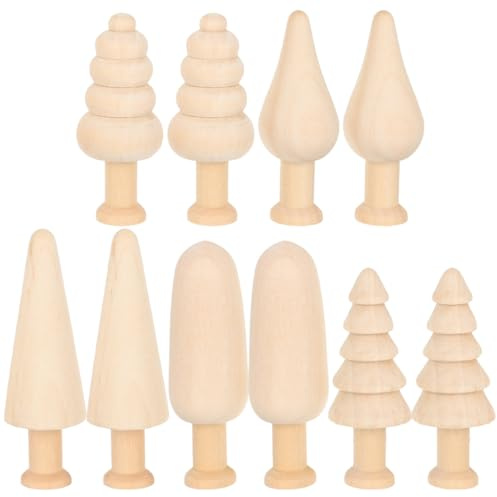 Toddmomy 10 piezas -Diy Figuras de árbol de madera para manualidades simples Pequeños árboles de Navidad de madera para adornos