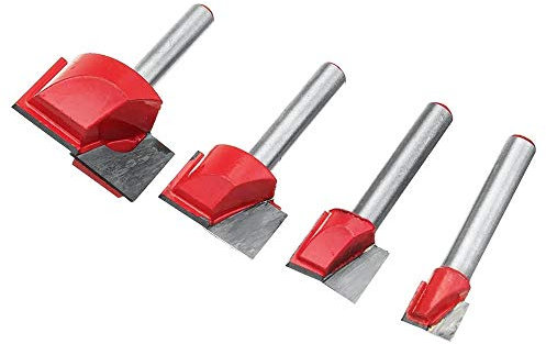 Fasenfräswerkzeug, Fräser, 4 Stück, 10/15/22/30 mm, Fräser, Oberflächenhobeln, Bodenreinigung, Holzfräsen, CNC-Fräser-Bit-Set