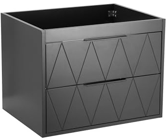 UEV Mobile Sottolavabo per Bagno, 60CM Mobile Bagno Sottolavabo, Mobiletto Bagno Sospeso con 2 Cassetti, Lavandino da Bagno non Incluso, Nero
