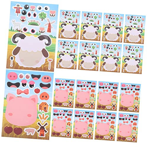 WOONEKY 12stücke Tier-make-a-face Aufkleber Selbstklebende Cartoon Tiere Puzzle Sticker Für Kreatives Spielen Und Lernen Für Tierliebhaber