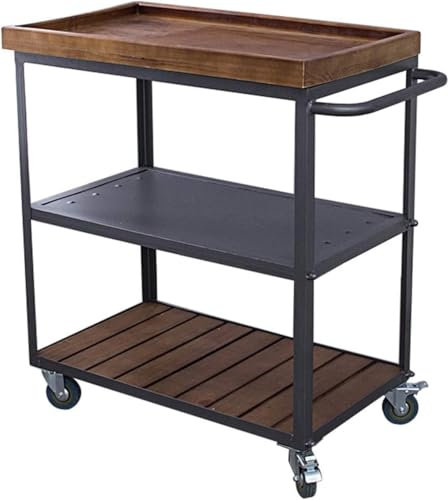 DZYHFCO Barwagen Flasche Weinregal Küche Servieren Teestation Push Cart, 2 Etagen, offen, Deluxe-Rollen