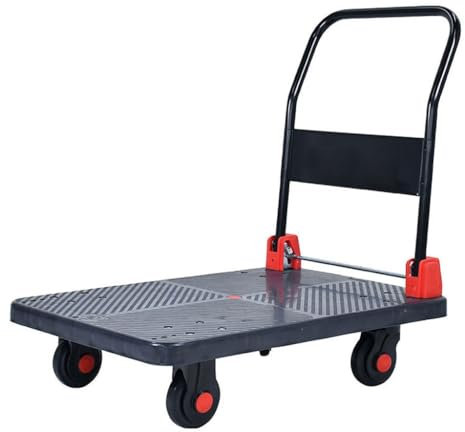 KOHUS Chariot à Main Chariot de Chargement de transpalette en Plastique de Style Simple, Chariot de Maison Pliable et Silencieux, Outil de Traction Manuelle, Camion à Plat Diable(A)