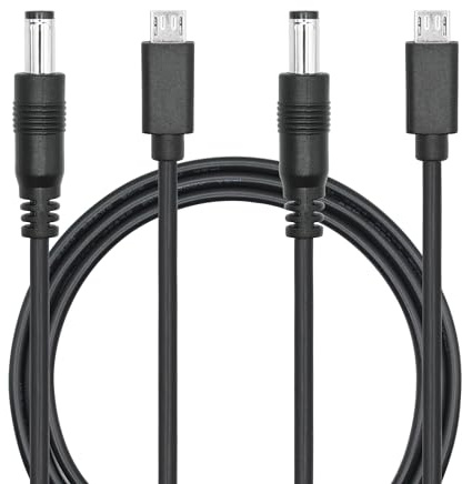 Riertostng Cavo di alimentazione DC 5,5 mm x 2,1 mm a Micro USB 1 M/3 FT, DC 5521 maschio a micro USB maschio 5 V 3 A, cavo di prolunga per lampada da scrivania a LED, piccolo ventilatore ecc. (2