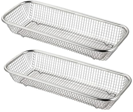 Geschirrspülerkorb aus Edelstahl 2 Stück Silber für Besteck | Besteckbehälter Gastro, Rostfrei und Hitzebeständig, Abtropf und Aufbewahrungslösung