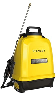 Stanley Akku Drucksprüher 12 L, Rückenspritze, Gartenspritze mit Akku, verstellbare Messingdüse, Autonomie 2 Std., max. 5 bar, 0.60 L/Minute, gelb/schwarz