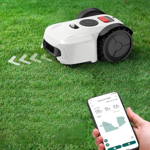 WEIMILOR Robot cortacésped sin Cables perimetral Que Corta céspedes pequeños de 2000 m² con navegación óptica, Sistemas de evasión de obstáculos, bajo Nivel de Ruido y función de Parada.
