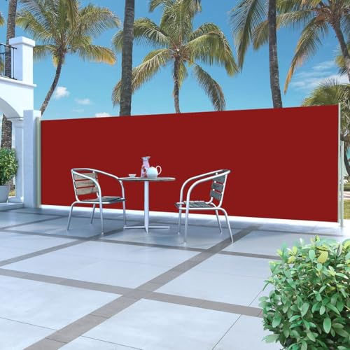 Retractable Side Awning, Outdoor Privacy Screen Retractable Side Awning 160 x 500 cm Red